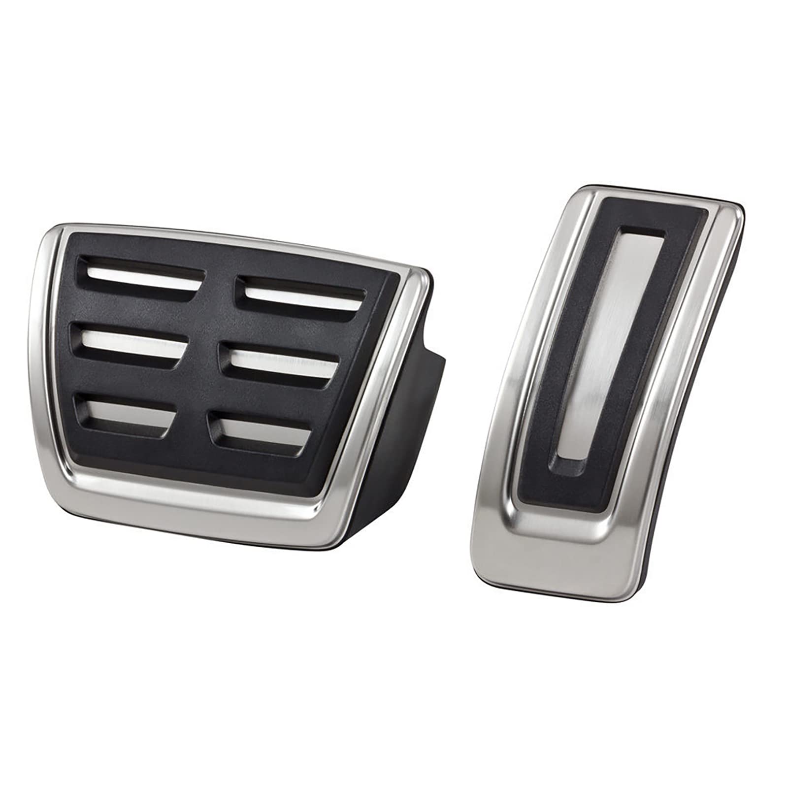 Set di 2 copripedali e 1 poggiapiedi per auto, in acciaio inox, per pedali di acceleratore/freno, per Audi A3/Volkswagen Golf 7/Seat León 5F/Skoda Octavia 5E (AT)