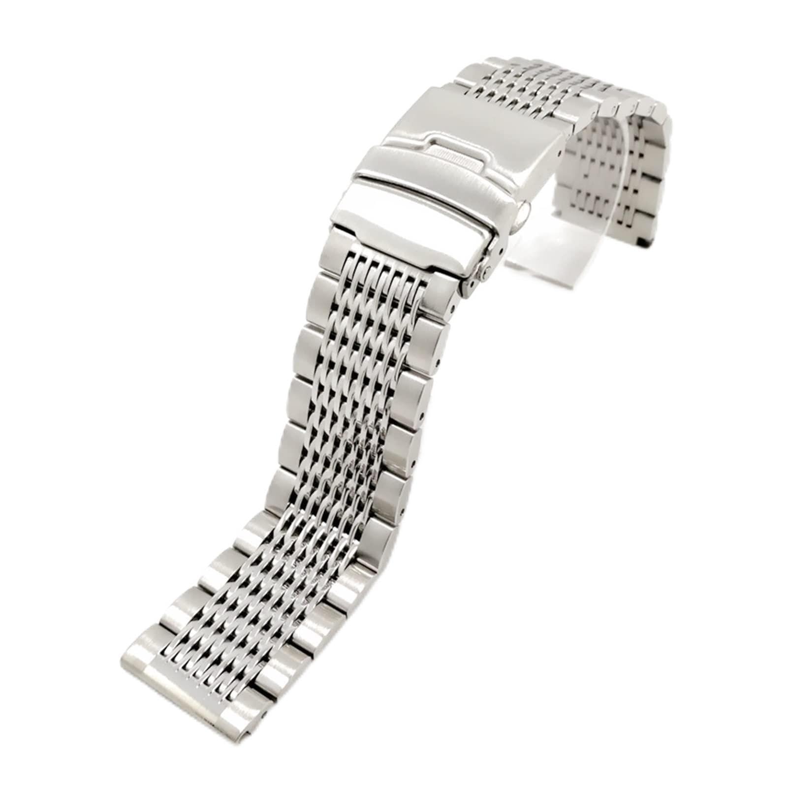 Cong Yi Luxe 22/20 / 24mm Solide Milan Link Bande de montre en acier inoxydable Pliant Fermoir Sécurité Montres Sangle Bracelet Remplacement