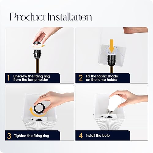 Miniatura 8 de Soilsiu Juego de 2 lámparas de mesita de noche de 3 vías regulables con puerto de carga USB C y USB A, 2 salidas de CA, bombillas LED de 3000 K