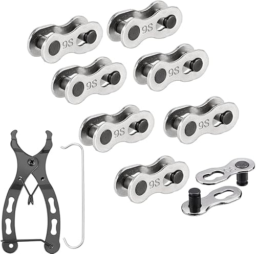 Miniatura 9 de 8 pares reutilizables de eslabones perdidos para bicicleta + alicates de cadena de bicicleta para 6/7/8/9/10/11 velocidades