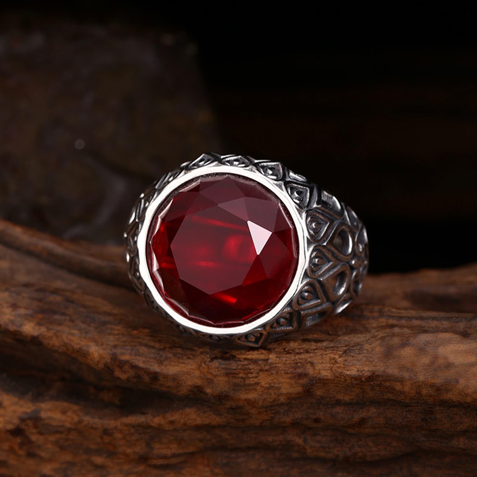S925 Sterling Silber Freundschaftsringe Herren Wassertropfen | 925er Sterlingsilber Verlobungsring mit Zirkonia Rot Pärchen Ringe Hip-Hop Punk