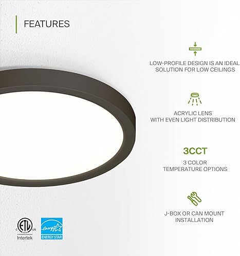 Miniatura 2 de ASD Paquete de 6 luces LED de techo empotradas de 7 pulgadas, color bronce, ultra fina, regulable, 15 W, 1225 lm, luces planas ajustables de 3000