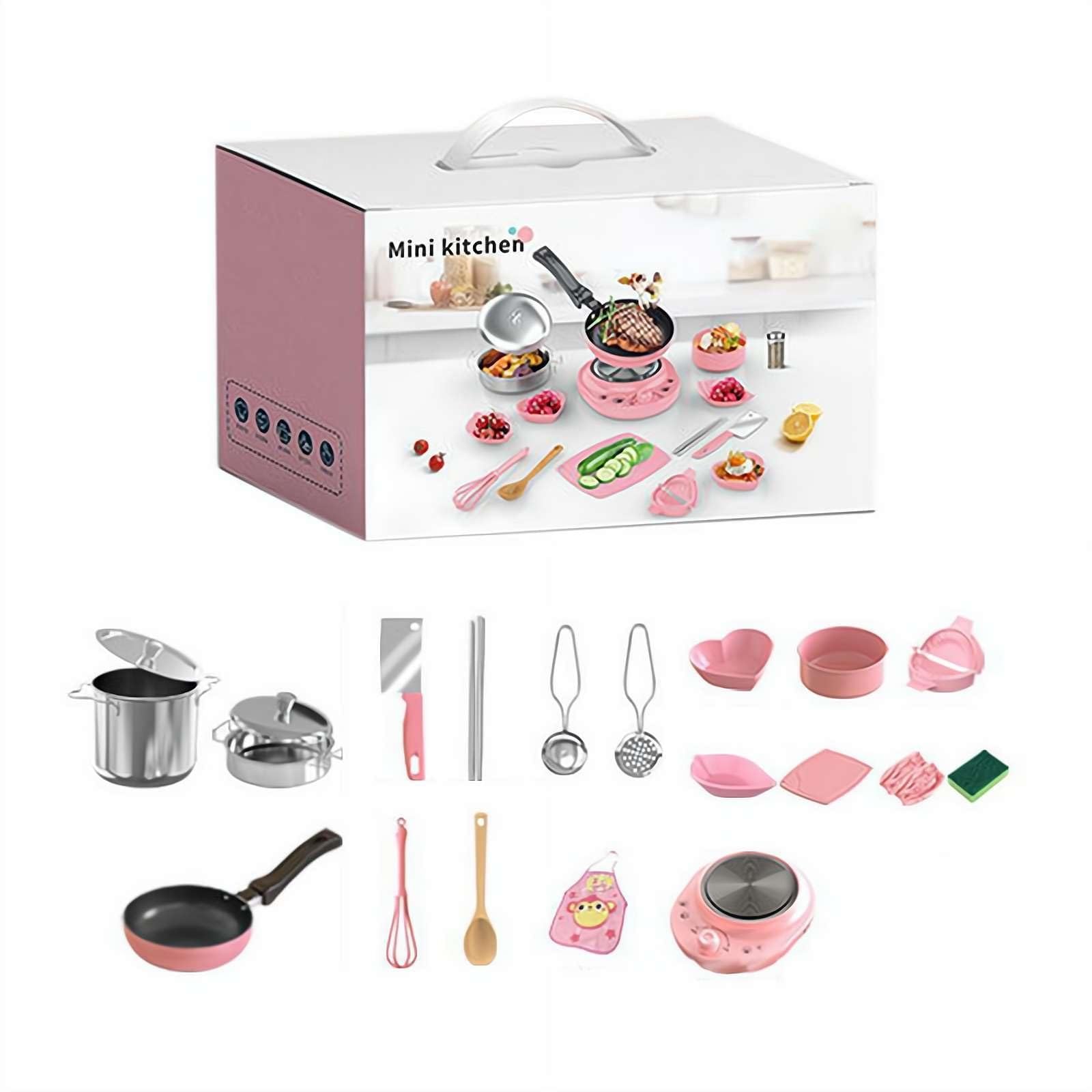Juego de cocina para niños, 22 piezas, accesorios de juguete de acero de grado alimenticio, juego real para niños