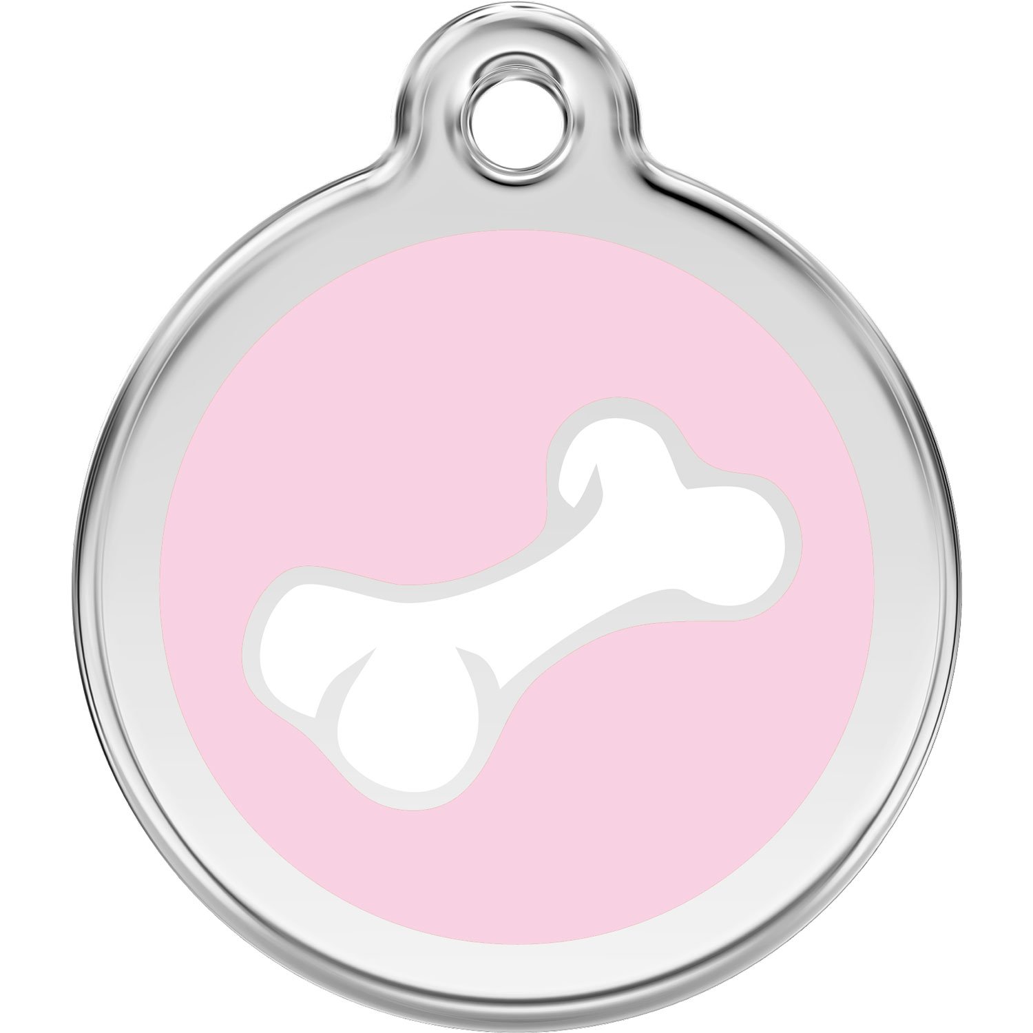Red Dingo Personalized Diagonal Bone Pet ID Dog Tag (Large Pink)