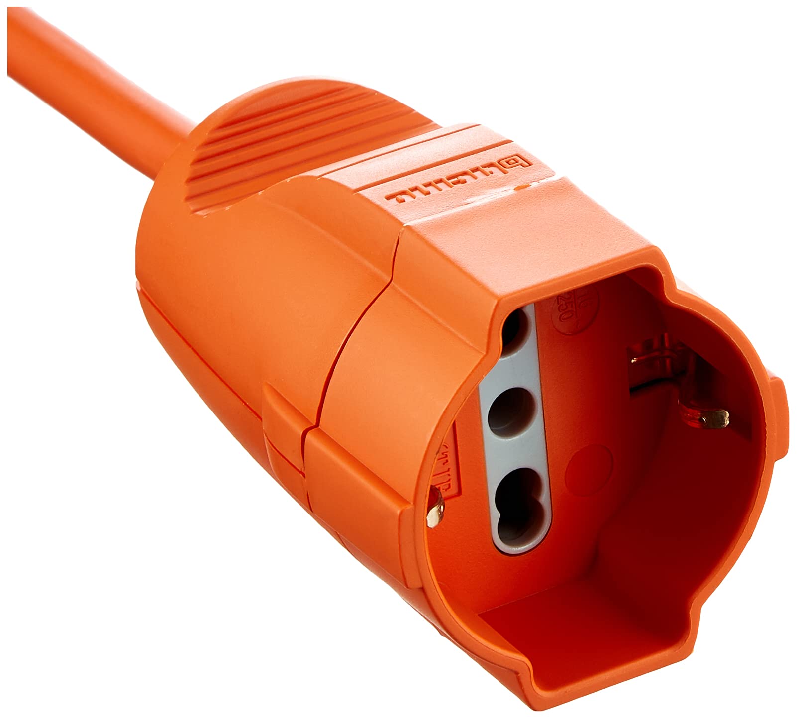 BTicino S2515X40 Prolunga Elettrica, cavo H05VV-F 3x1,5mmq lungo 15 metri, con Spina Grande 16 A e Presa Schuko, 250 V, colore Arancione