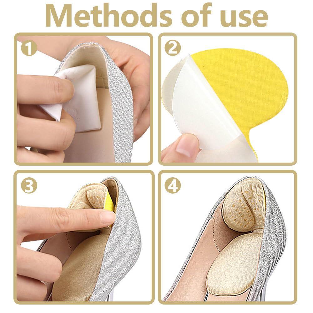 4 Pares Taloneras para Zapatos, Almohadillas para Talones para Reducir Talla, Almohadillas Antirozaduras para Zapatos, Protectores de Talón para Hombres y Mujeres