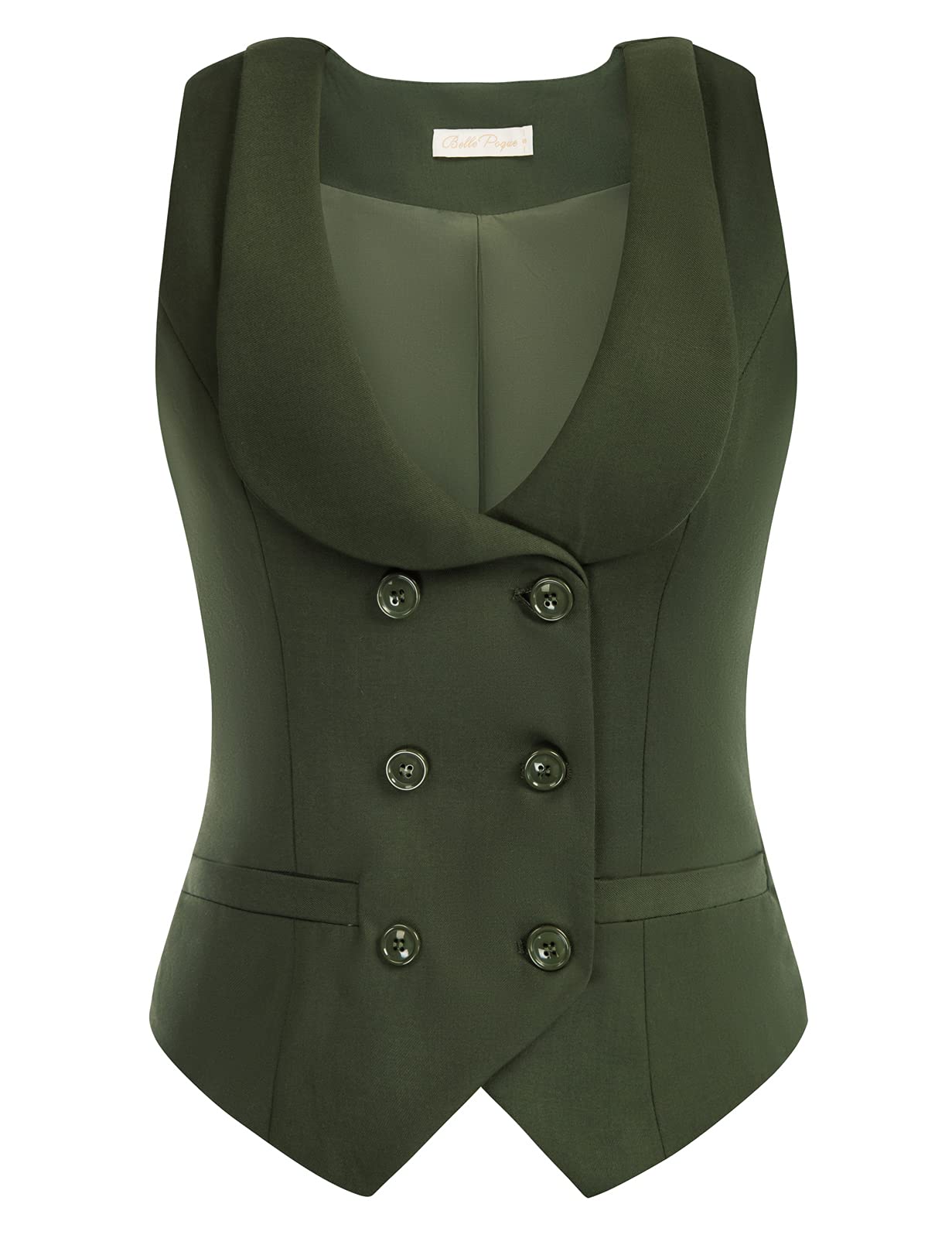 belle poque Women Double Breasted Waistcoat Vintage Lapel Collar Vest Coat with 2 Pockets-picture-27