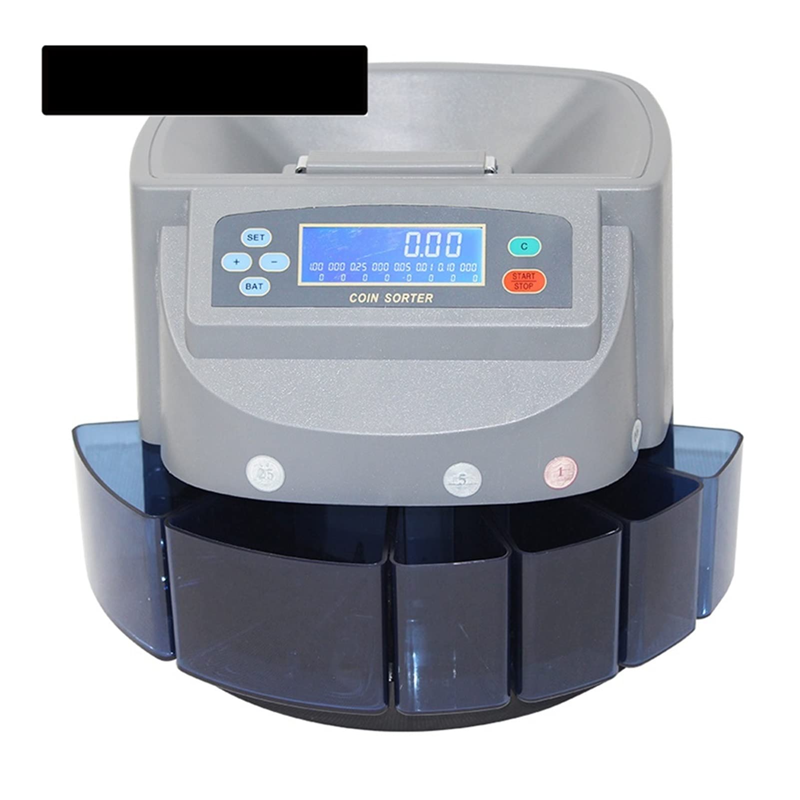 Caja registradora para pequeñas empresas, Dólar estadounidense Contador de monedas, clasificador y equipo de conteo de envoltorio Equipo American Coin Moned Machine Contador de monedas con personaliza