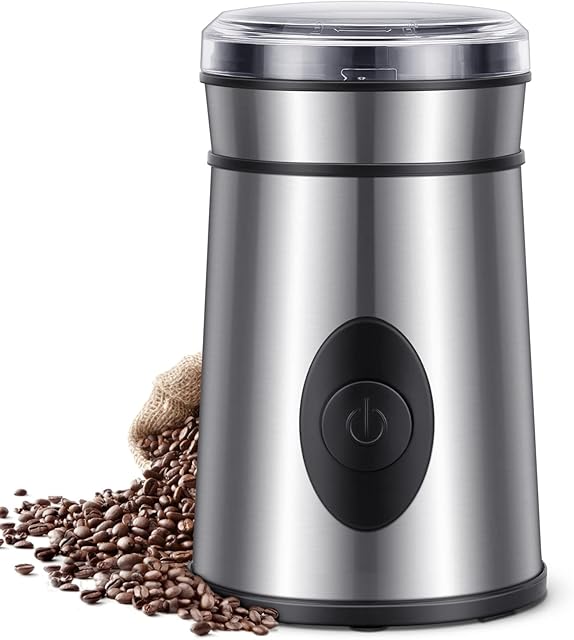 Coffee Bean Grinder Electric Nut Spice Stainless Steel Blade 200W One Touch Button 50g 100-240V