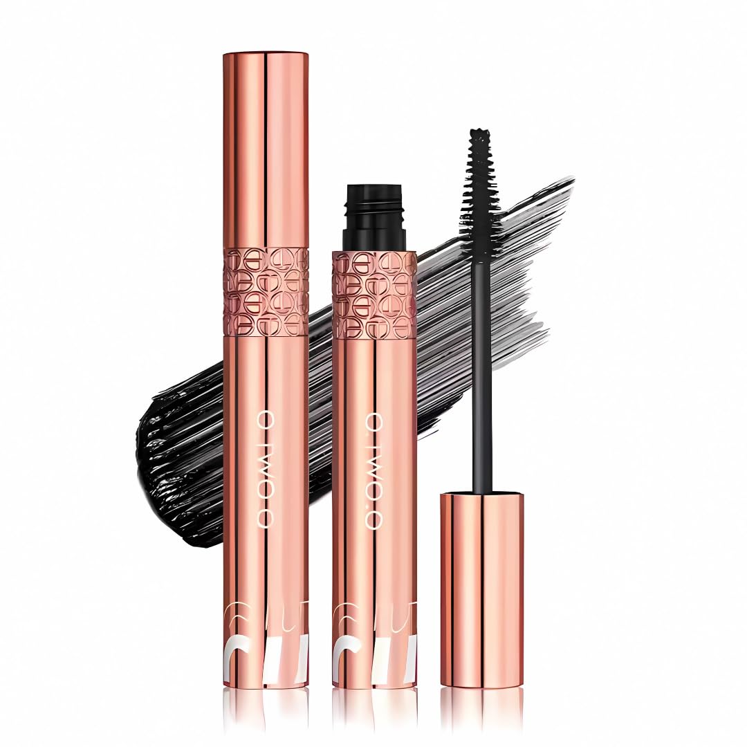 O.TWO.O Long-Lasting 5D Silk Fiber Mascara - Waterproof, Smudge-Proof, Volumizing & Curling - Dramatic Lash Extension Makeup - Black/Brown, Maybelline & Essence Alternative