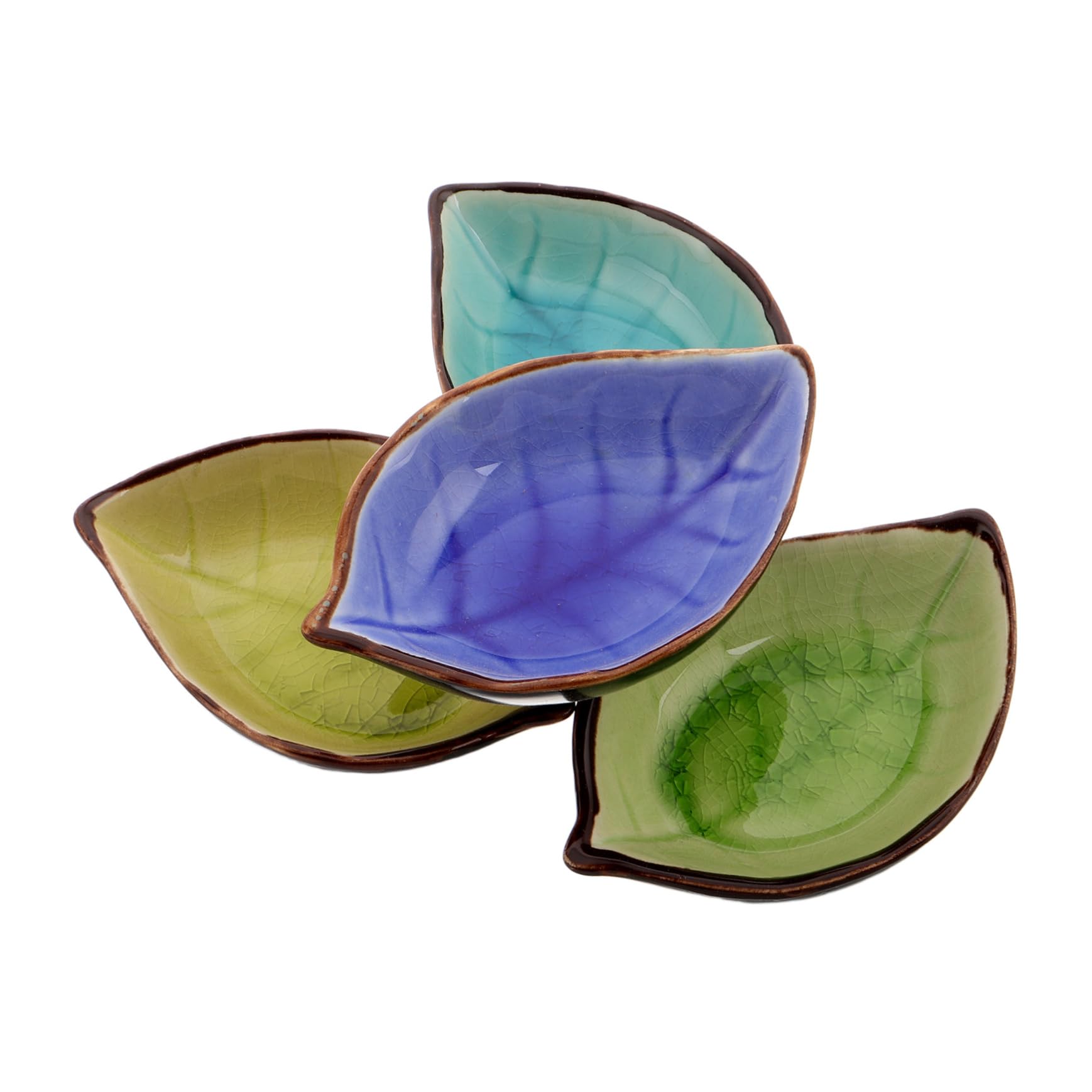 OFFSCH Tiny Leaf Shape Ceramic Plates Porcelain Plate Set Snack Serving Dish Decorative Serving Platter for Family Gatherings