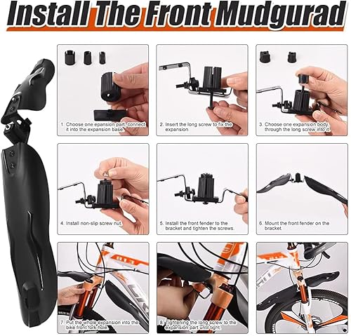Miniatura 4 de Adjustable Bike Fender Set for 22"24"26"27.5"3 Parts-Universal Full Cover Thicken Widen Bicycle Mudguard Set FrontRear Mud Guards Fit for MTB