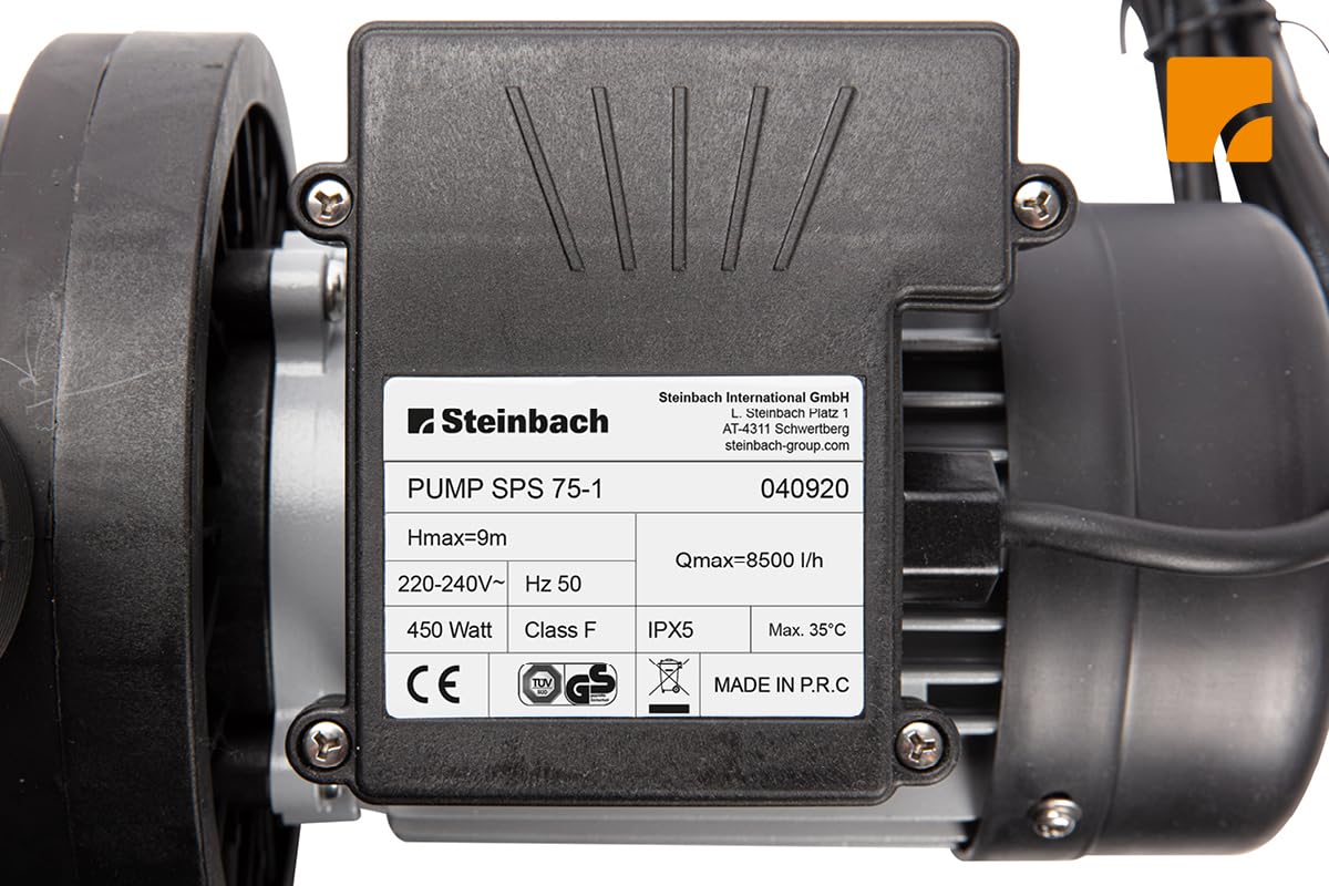 STEINBACH Filteranlage Comfort 50 – 040200Y – Selbstsaugende Pumpe für Pools mit bis zu 33.000 l – Umwälzleistung 6,6 m³/h – Mit integriertem Vorfilter und Manometer