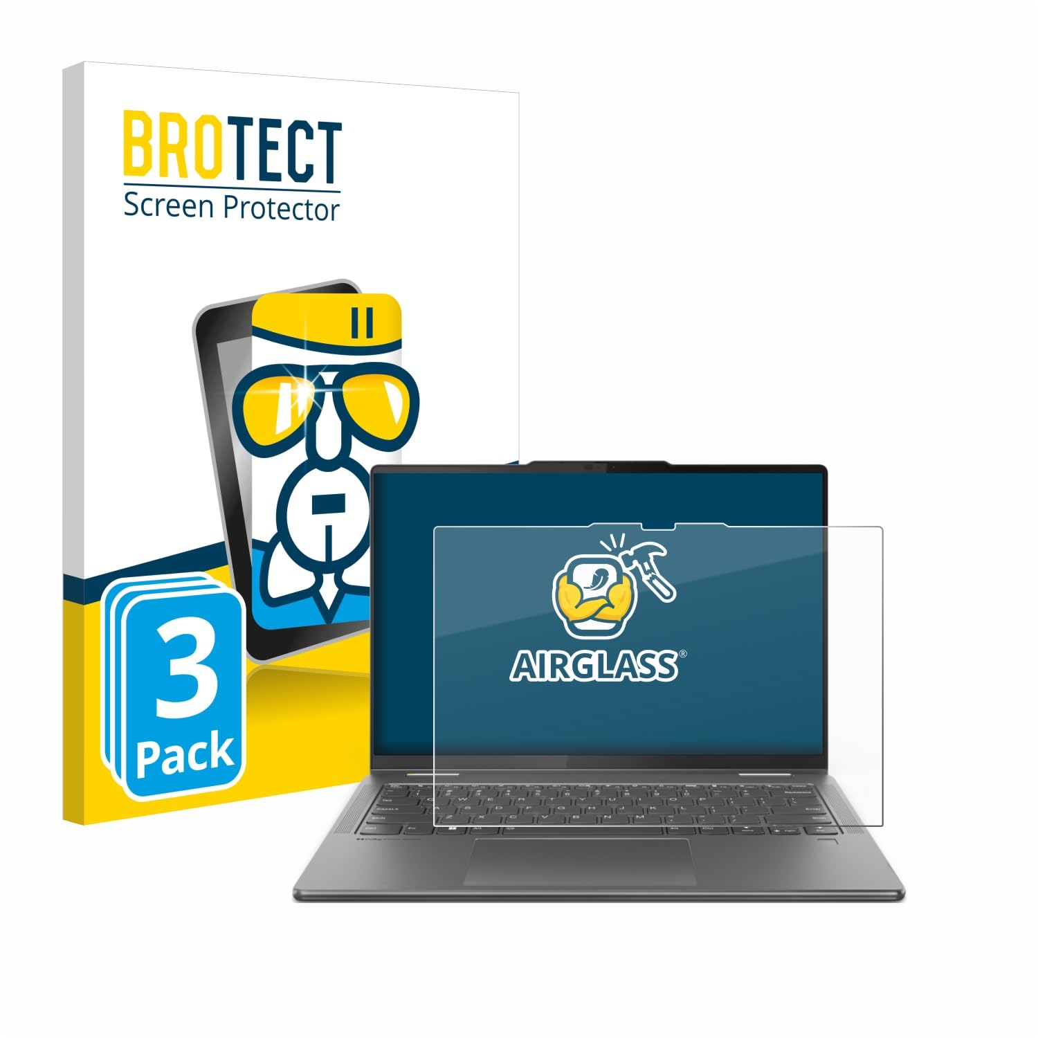 brotect 3 Pezzi Pellicola Vetro per Lenovo Yoga 7 2-in-1 Gen 9 14" | Chiara Protezione Schermo Made in Germany, Durezza 9H Anti-Graffio Glass Screen Protector