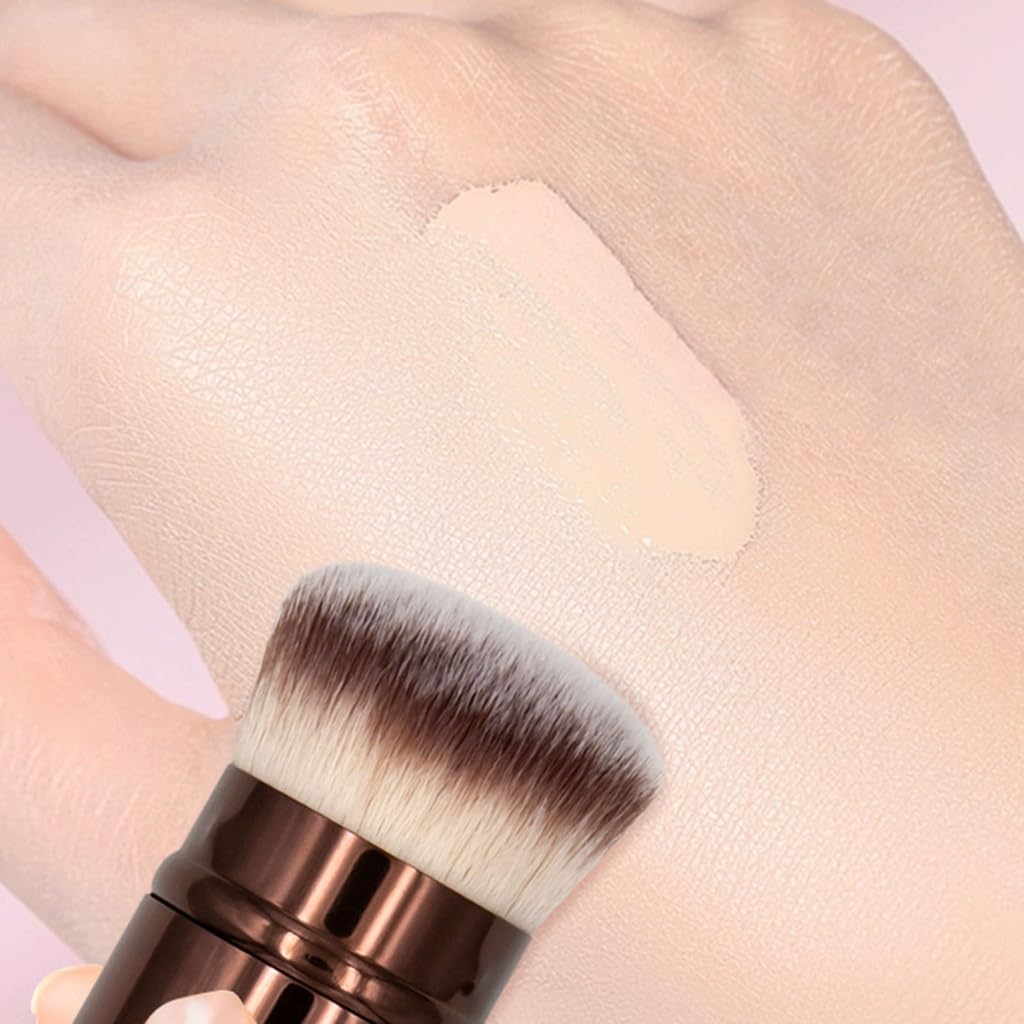 Portable Retractable Face Cosmetic Brush With Lid Soft Dense Bristles for Elegant Makeup Application