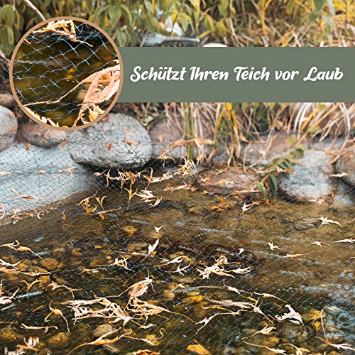 Teichnetz, Gartennetz, Vogelschutz-Netz, Pool Netz, Obstbaumnetz, Vogelabwehr-Netz, Laubnetz, Witterungs- & UV-beständig, robust, 15x Erdhaken & 15x Kabelbinder (4 x 5m)