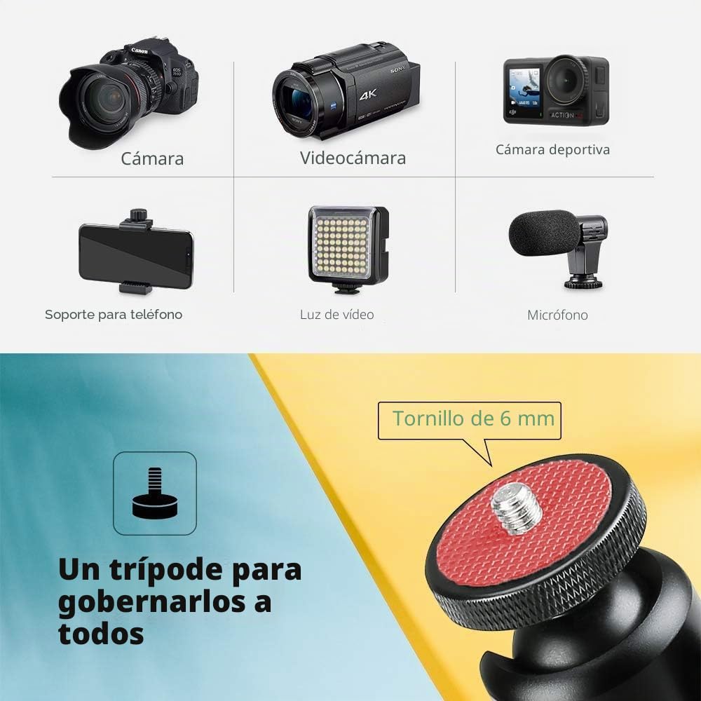Zeadio Mini trípode de Metal + Soporte de Cabeza de Bola, para Escritorio, trípode para Smooth 4, Osmo Mobile, Vimble 2, estabilizador de Agarre con Mango de cardán y Todas Las cámaras