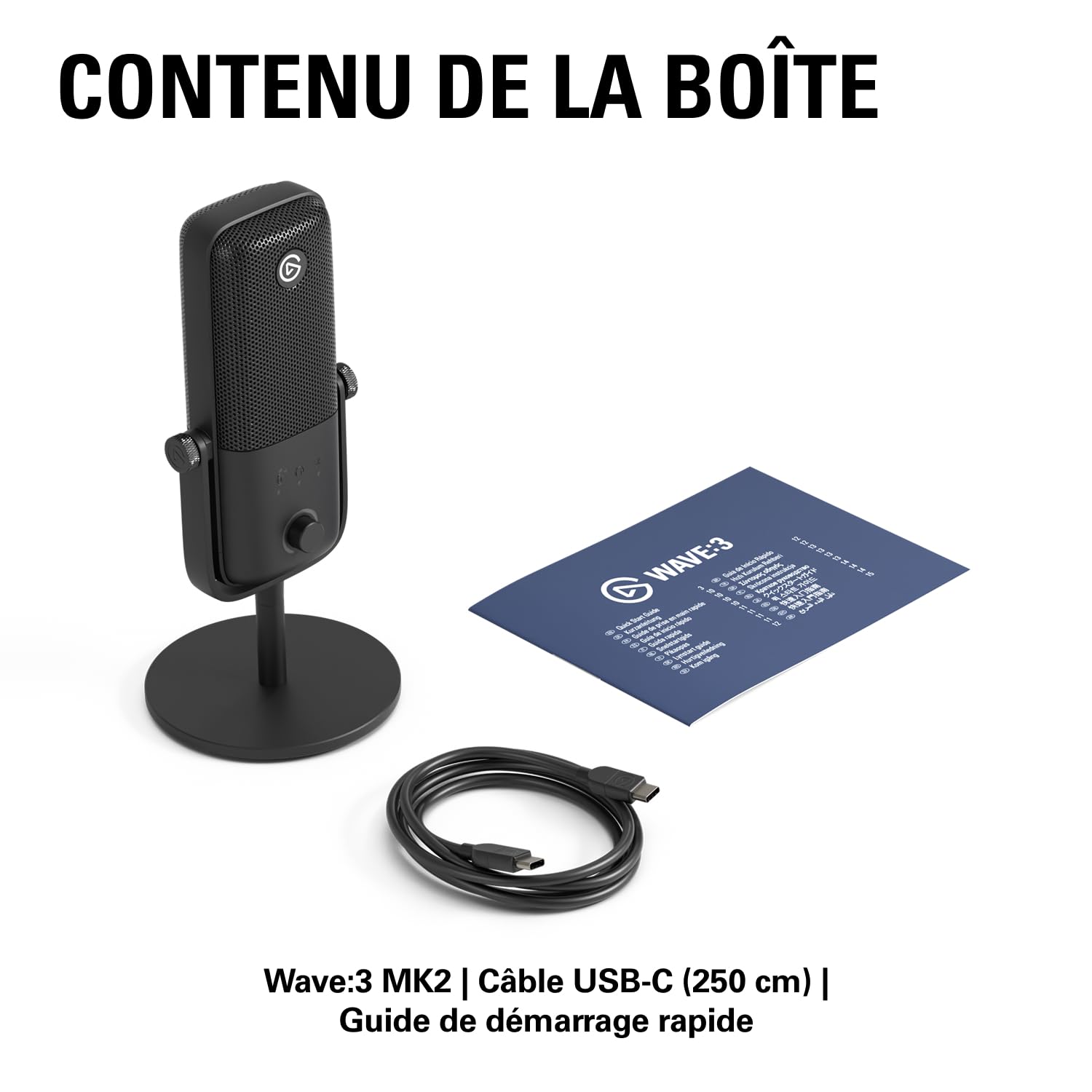 Elgato Wave:3 MK.2 – Micro à condensateur USB | Streaming et podcasting, Wave FX Processor, DSP intégré, Clipguard 2.0, inserts VST, PC/Mac