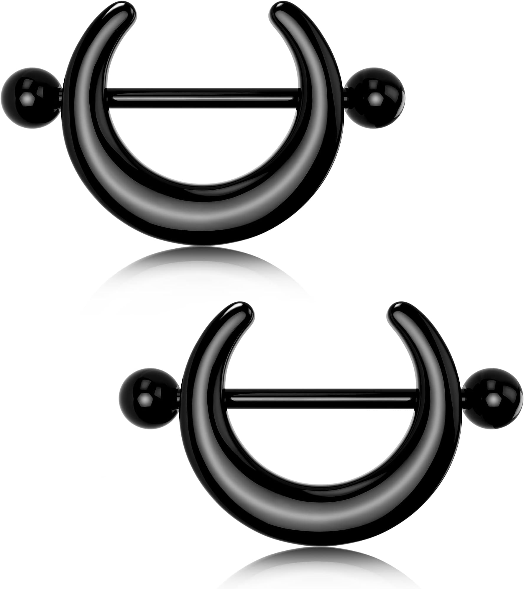 - Black Moon Nipple Rings 14G Surgical Steel 316L Piercing Jewelry for Women Men Barbell Body Piercing