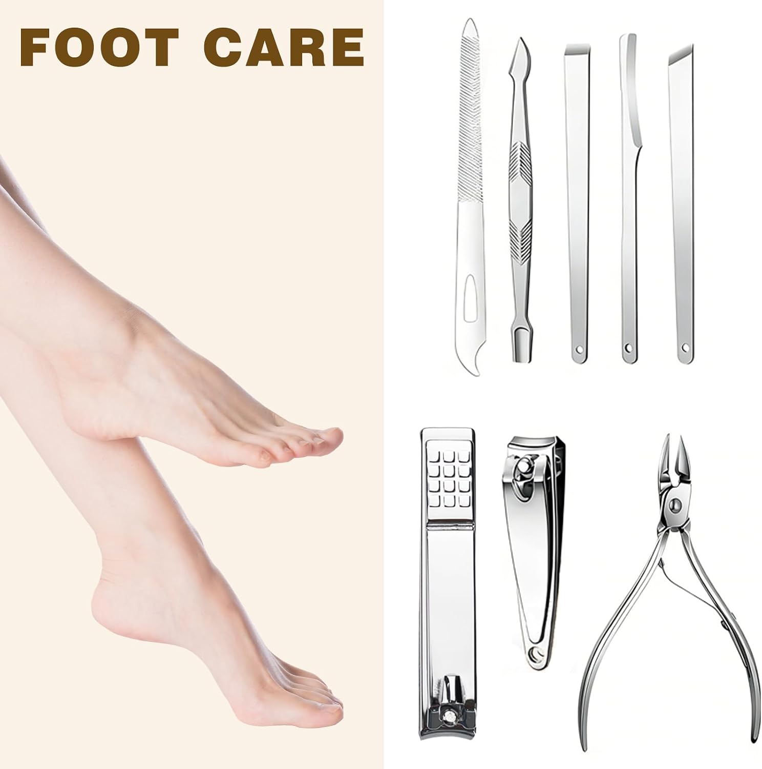 Professional Nail Clippers and manicuring Set, 19-in-1 manicuring Set, with Facial Care Tools, Light Gold Color