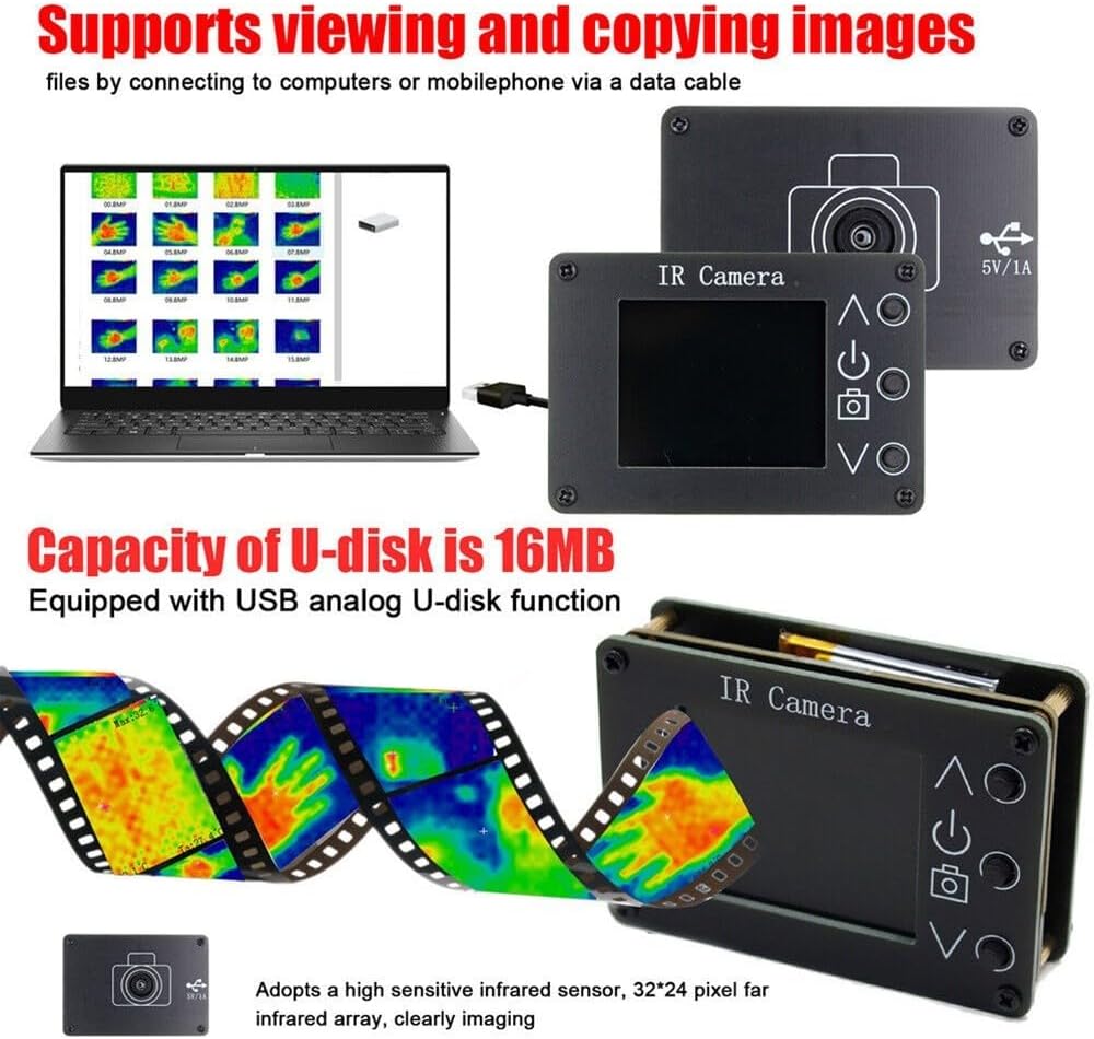 Handheld Thermal Imager Infrared Camera, Digital Thermal Imaging for Non- Measurement, Portable for IR Thermometer for Electrical, -40°C to