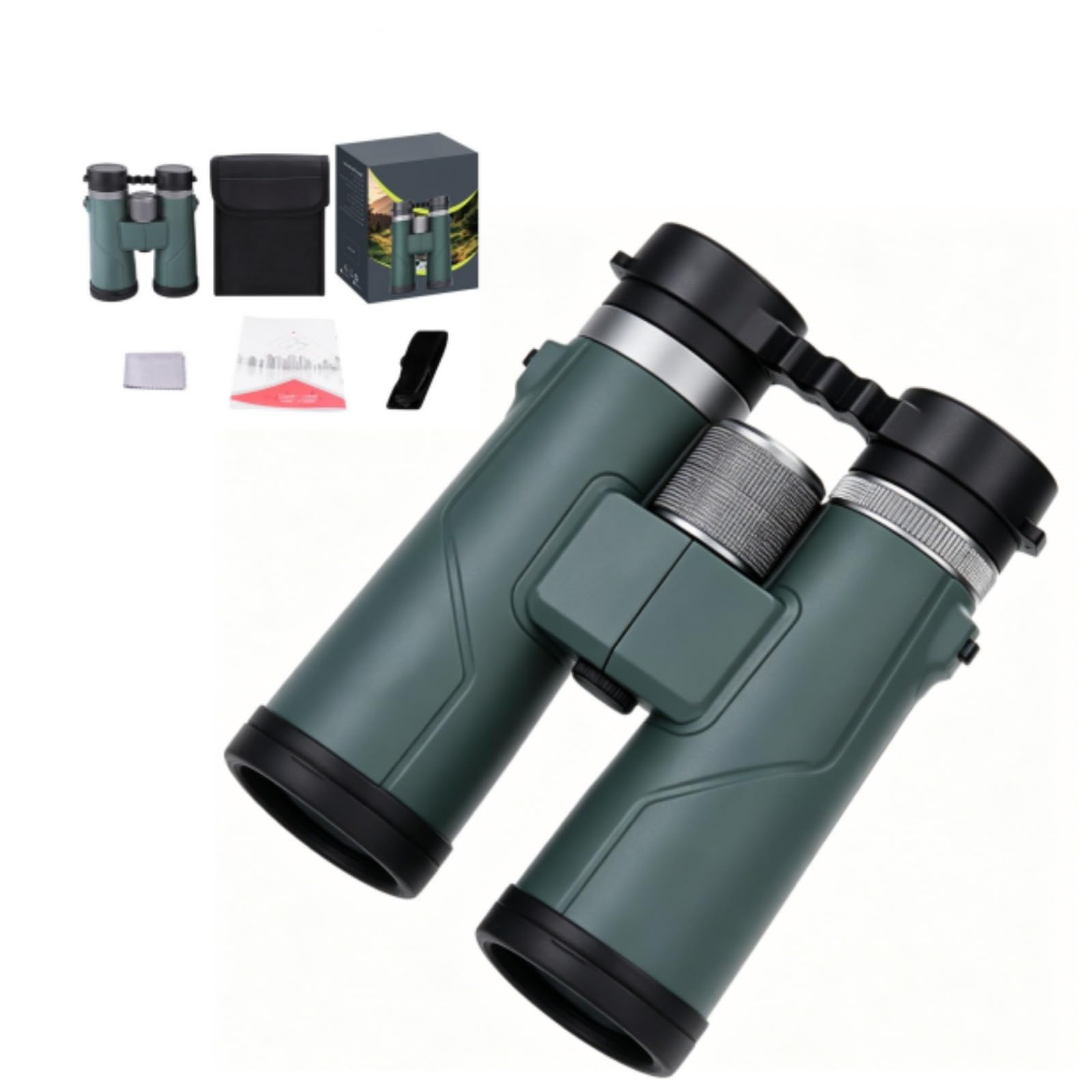 Kersens Jumelles Original FR, Jumelle Adultes Puissante 10x42 Vision Nocturne, Étanches Et Portables IPX7 Compactes pour L'observation des Oiseaux, Les Voyages (Vert)