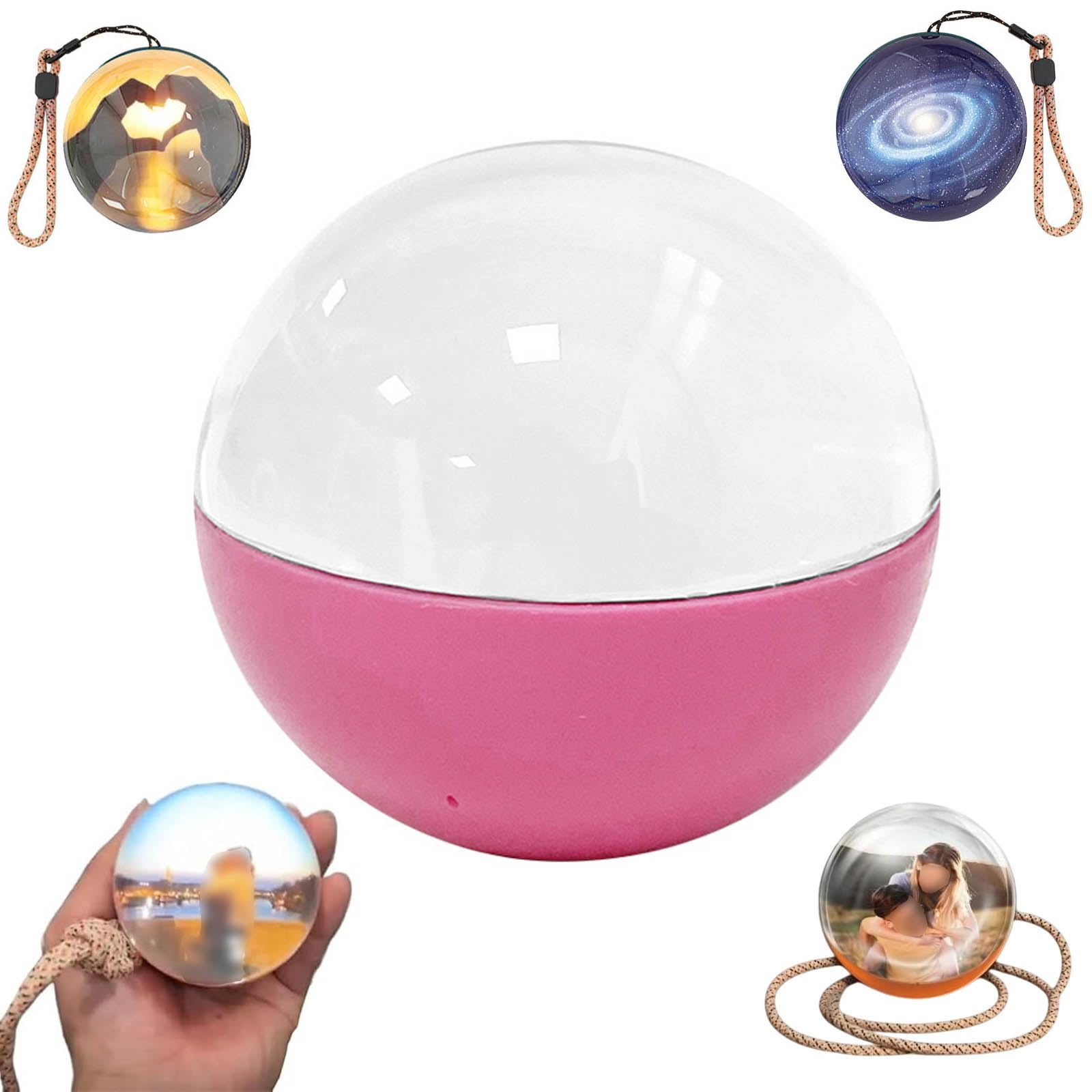 2025 New Crystal Ball Video Player,2.7in 3D Crystal Ball Ultrasound with Electronic Display Sound,Video Sphere,180°Wide-Angle Field of View,for Preserving Beautiful (Size:Upgraded Version,Color:Pink)