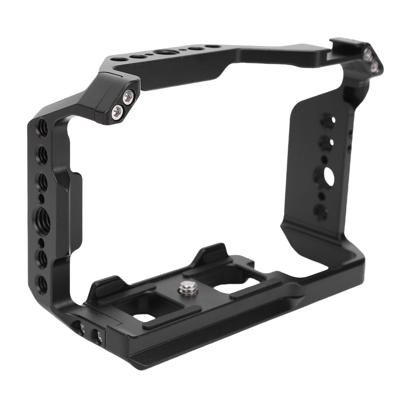 Emoshayoga Jaula de Cámara de Aleación de Aluminio para ZV-E10II con Soporte de Zapata Fría, Orificios para Tornillos de 1/4 Pulgadas y 3/8 Pulgadas para Producción de Películas con Plataforma de