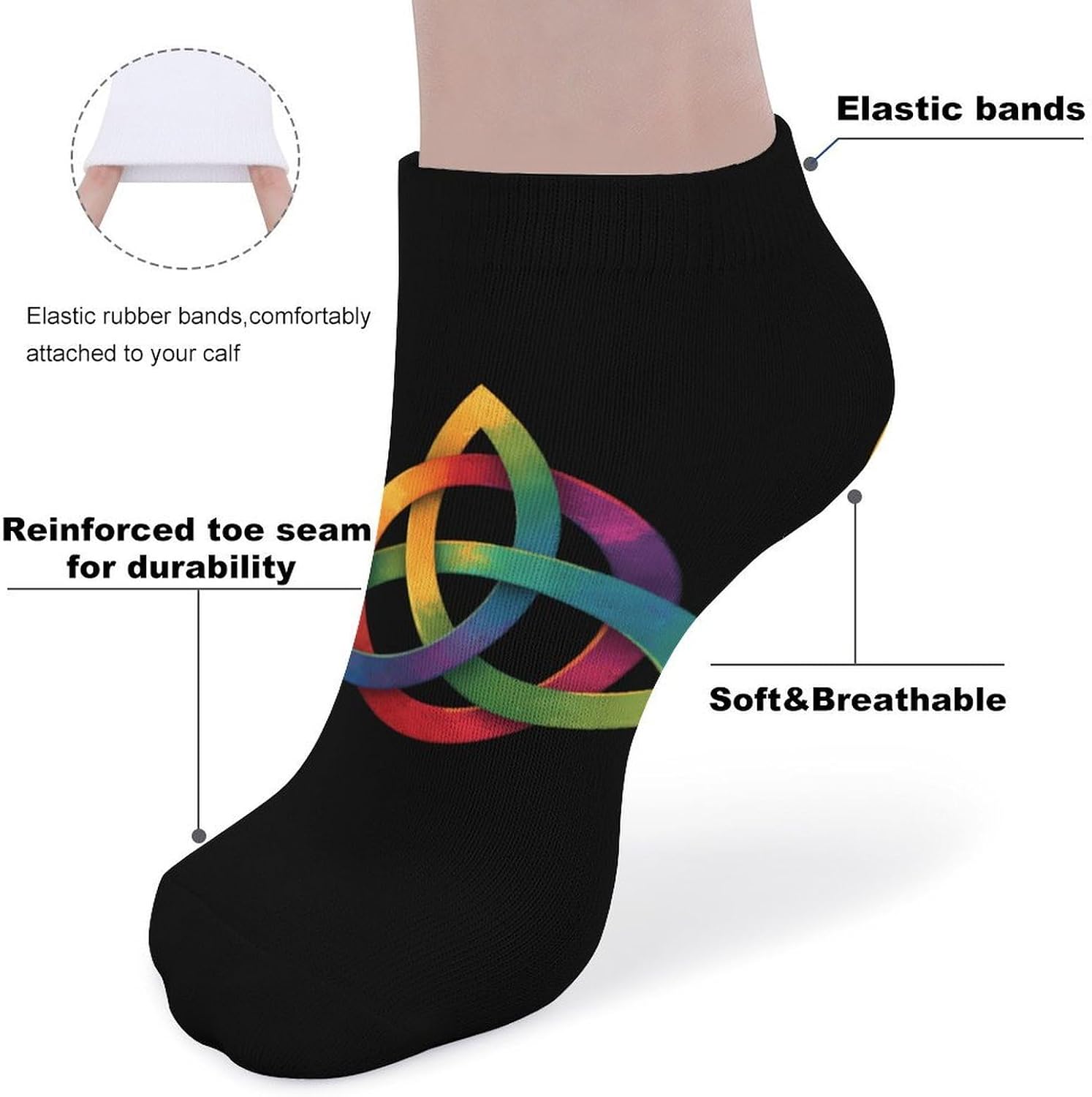 Triquetra Symbol Socks for Men Women 5 Pairs Ankle Socks
