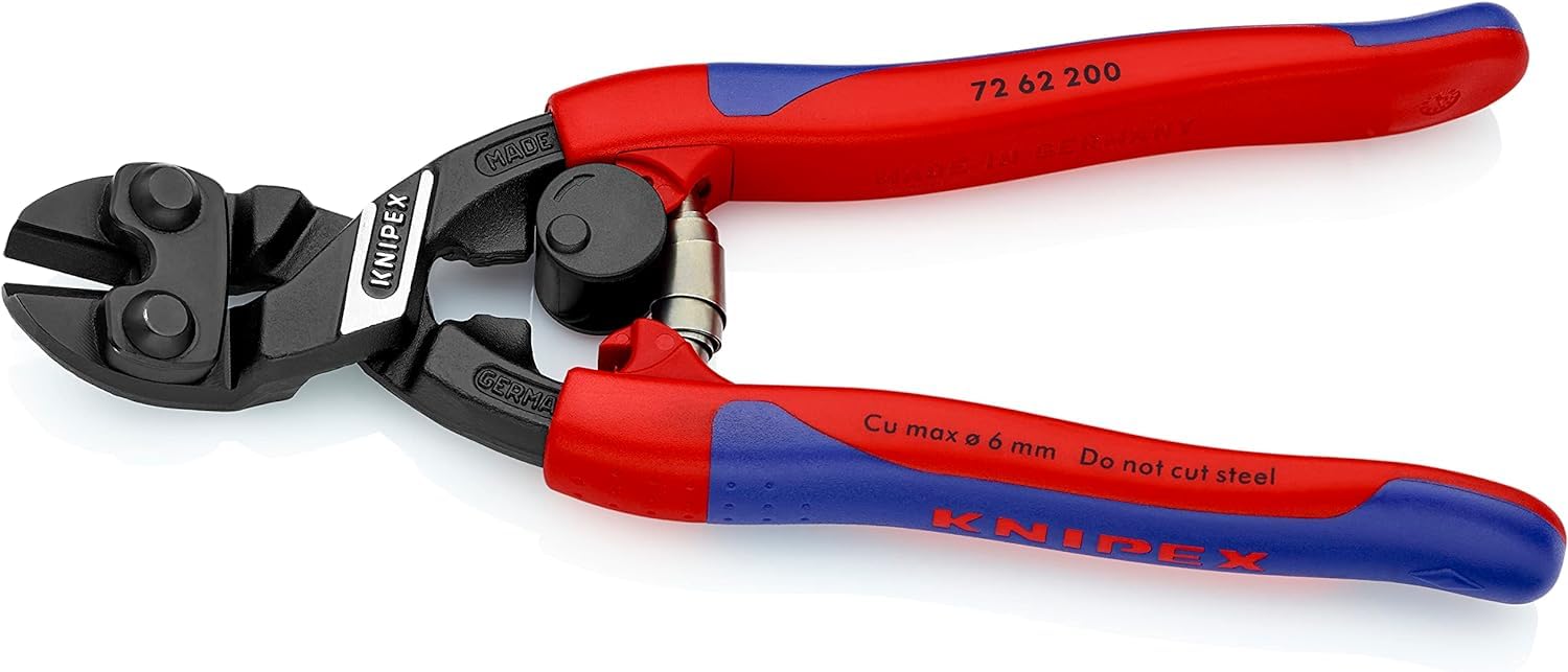 KNIPEX Cortante de fuerza para corte a ras para metal blando y plástico con fundas esbeltas en dos componentes 200 mm, 72 62 200