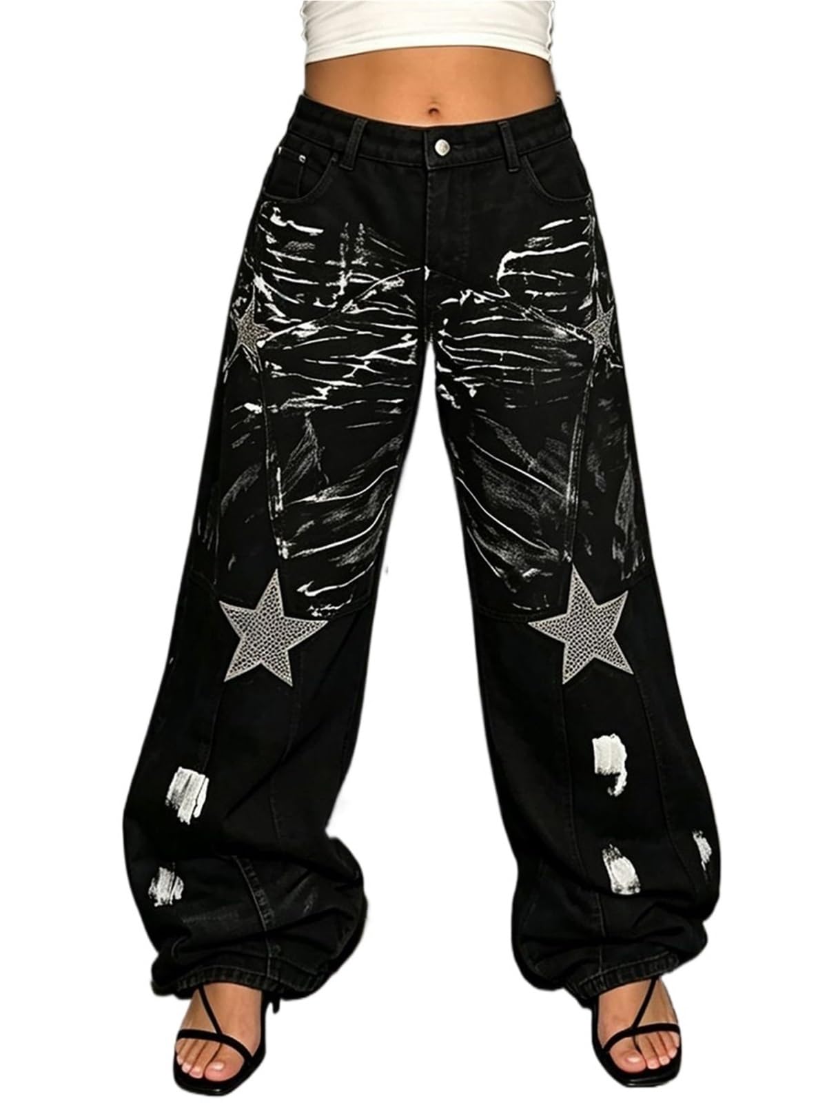 Y2k Baggy Jeans Szerokie nogawki Spodnie dżinsowe Luźne spodnie chłopięce