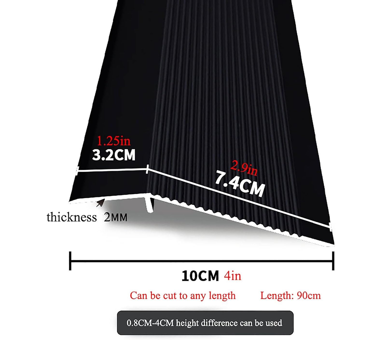Rampa portátil de aluminio para silla de ruedas, superficie antideslizante para puertas, escalones y escaleras, ideal para uso doméstico, compatible con robot de barrido, duradera y segura