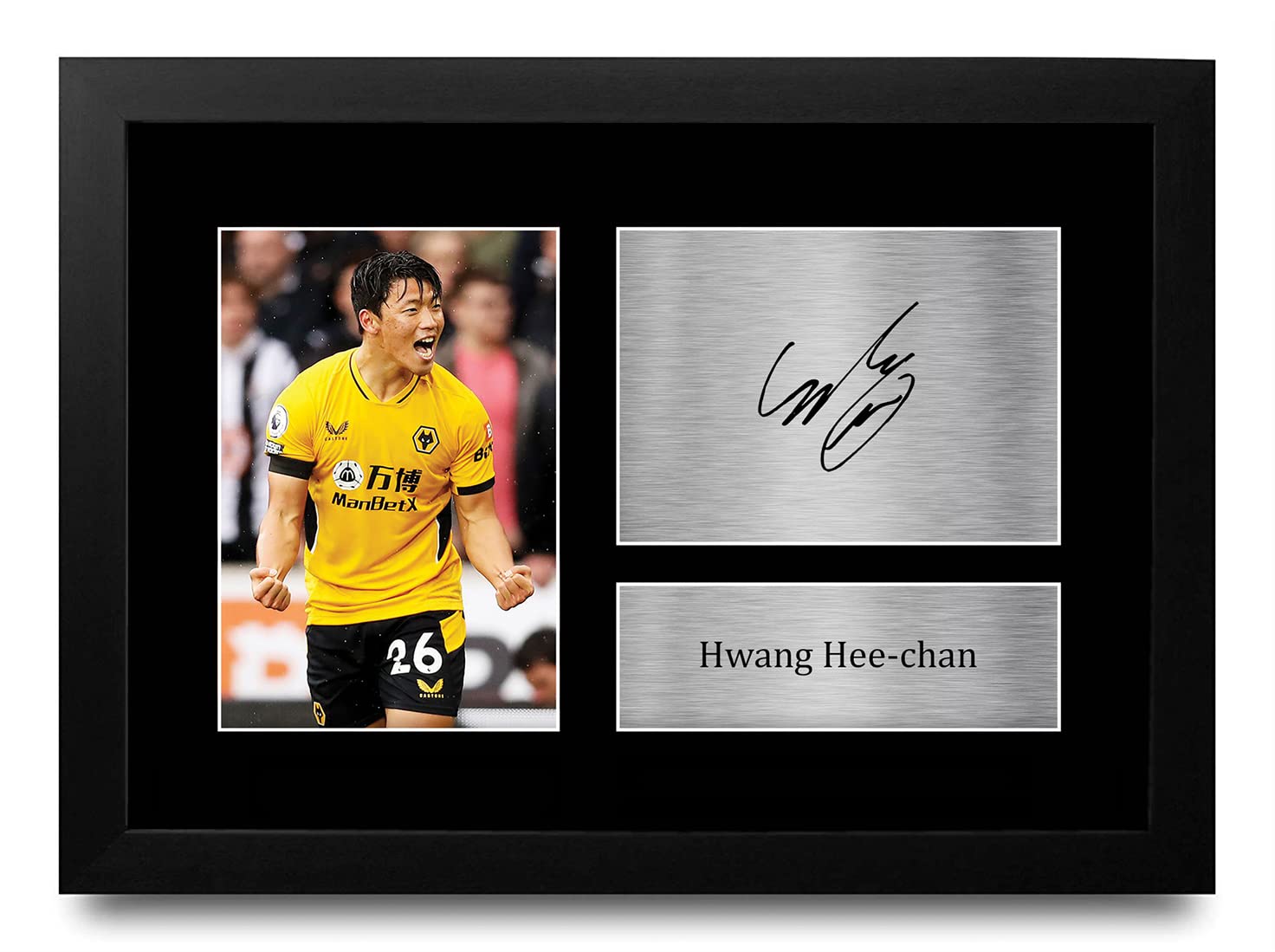 HWC Trading FR A4 Hwang Hee-chan Wolves Gifts Printed Signed Autograph Picture for Football Fans and Supporters - A4 Framed