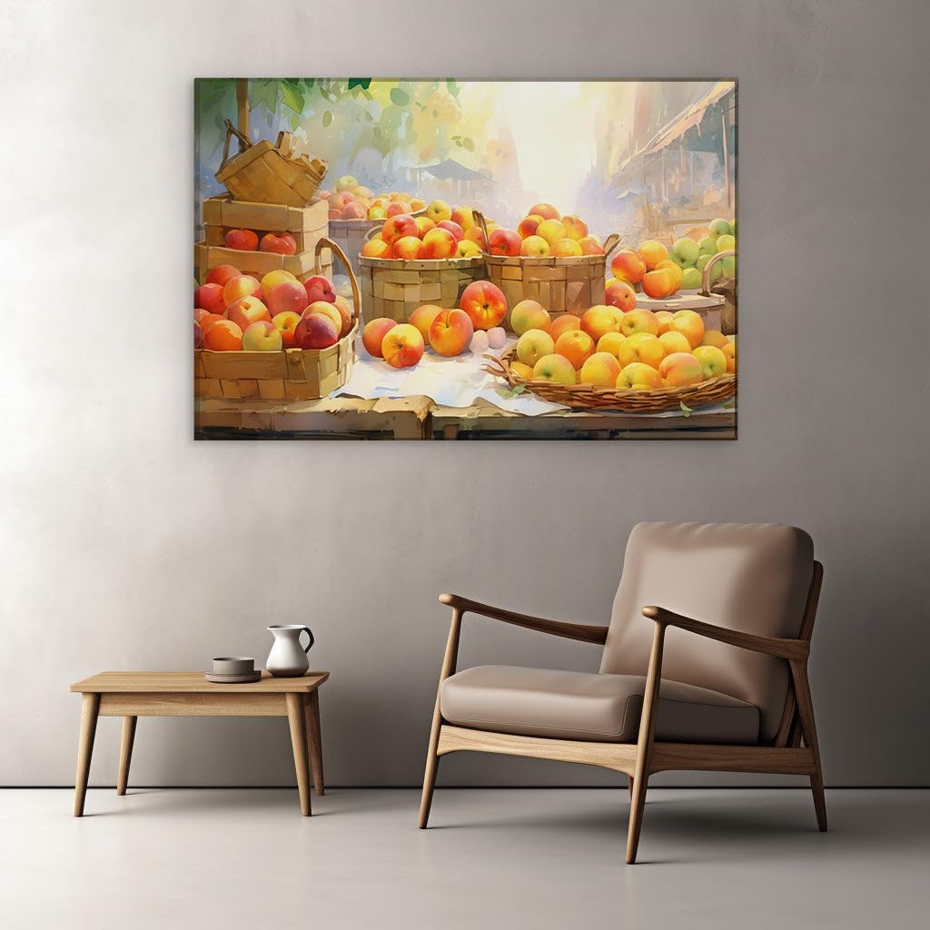 Canvas for Living room. An Orchard of Colors: The Lively Essence of the Sunlit Fruit Market, 27 x 18 inch Canvas Wall Art - Contemporary Masterpieces - Modern Home Decor - 69x46 cm (27x18 inch)