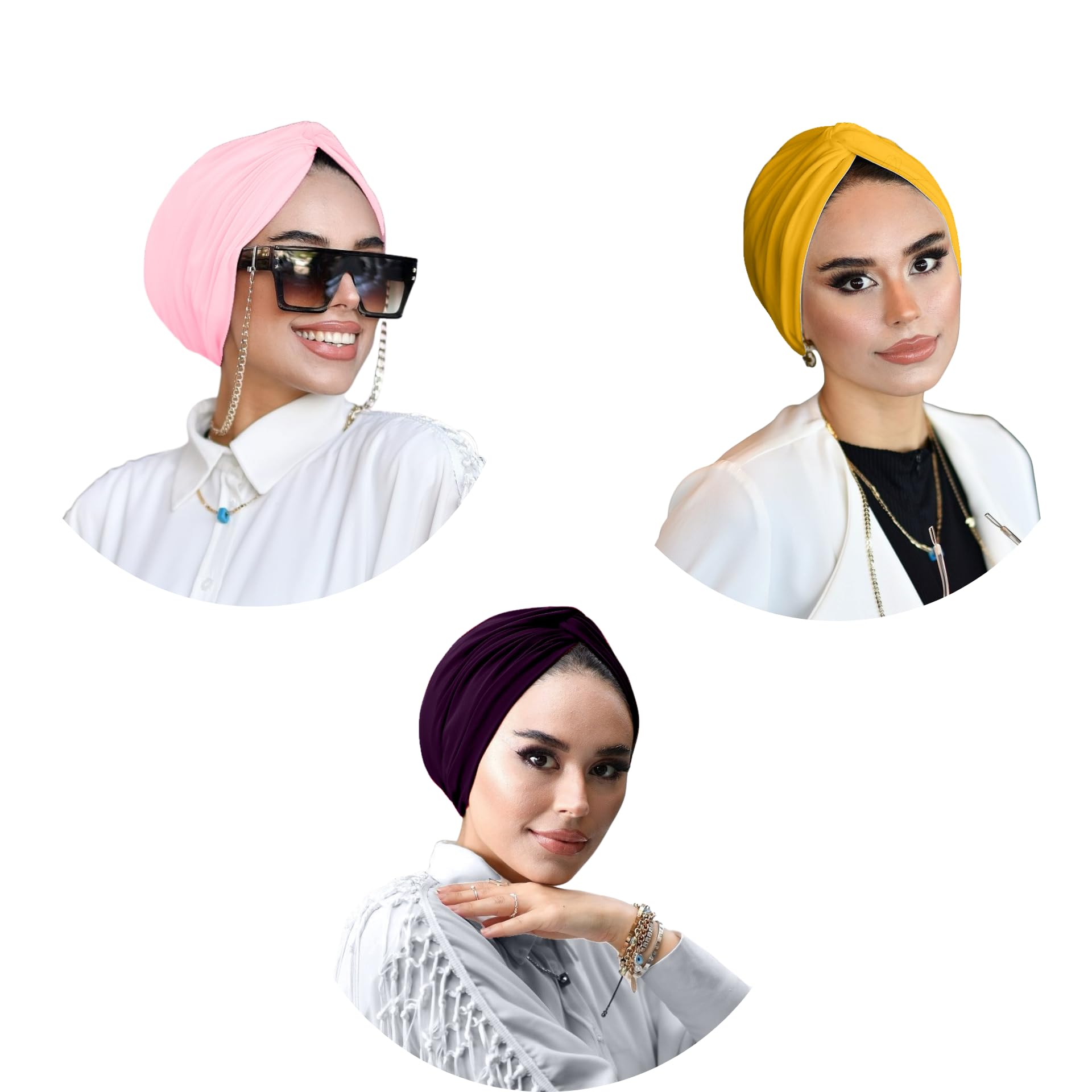 Brand New Set of Three Turbans Headwraps Hijabs Chemo Caps Black & Caramel New tie-back under caps are now available online! ? Choose  main image 3