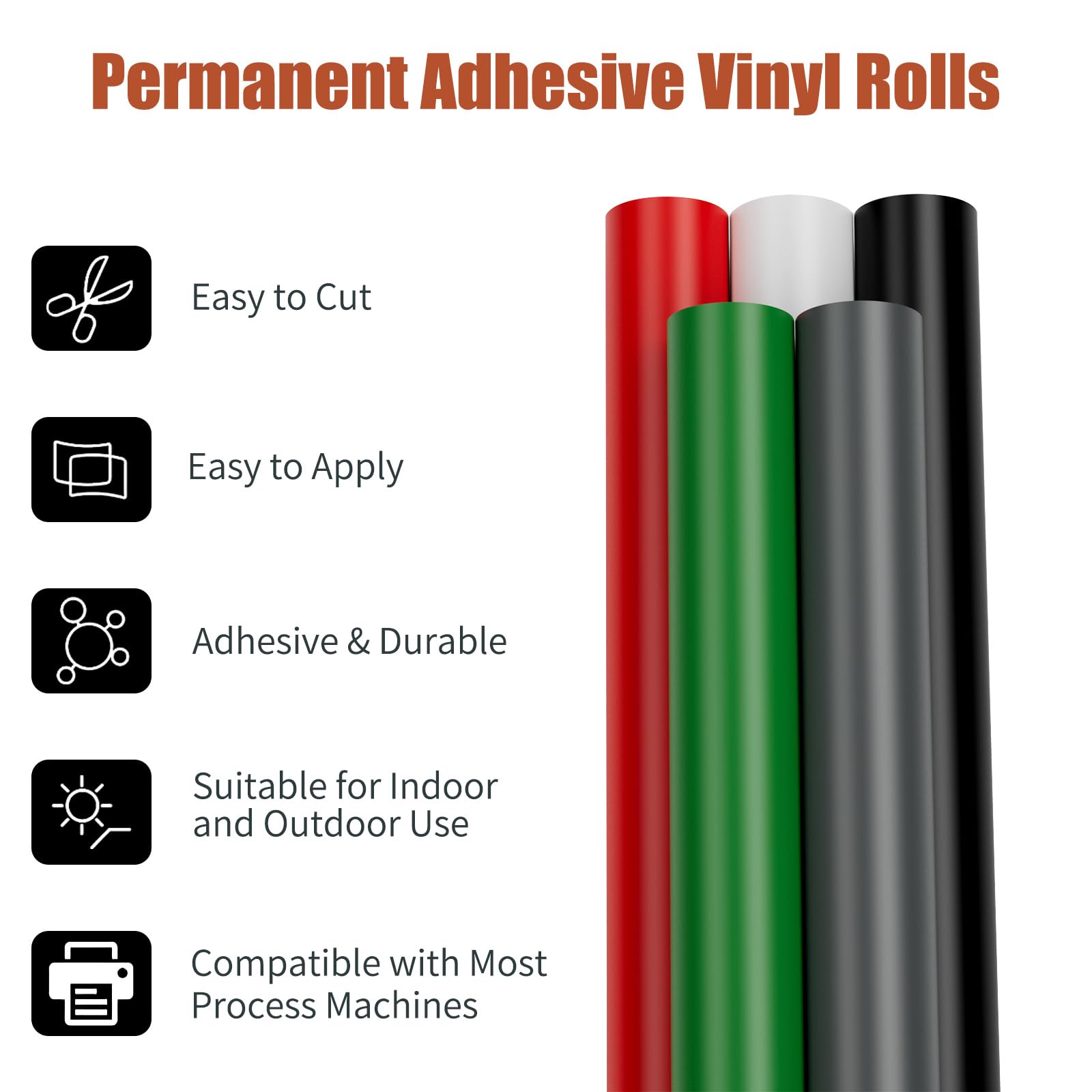 Vinile Adesivo, Matte Bianco Vinile 30,5 x 914,4 cm Vinil Permanente Adesivo per Cricut, Rotolo Pellicola in Bianco Vini-le Plotter Regali Fai Da Te, Tazze, Plastica