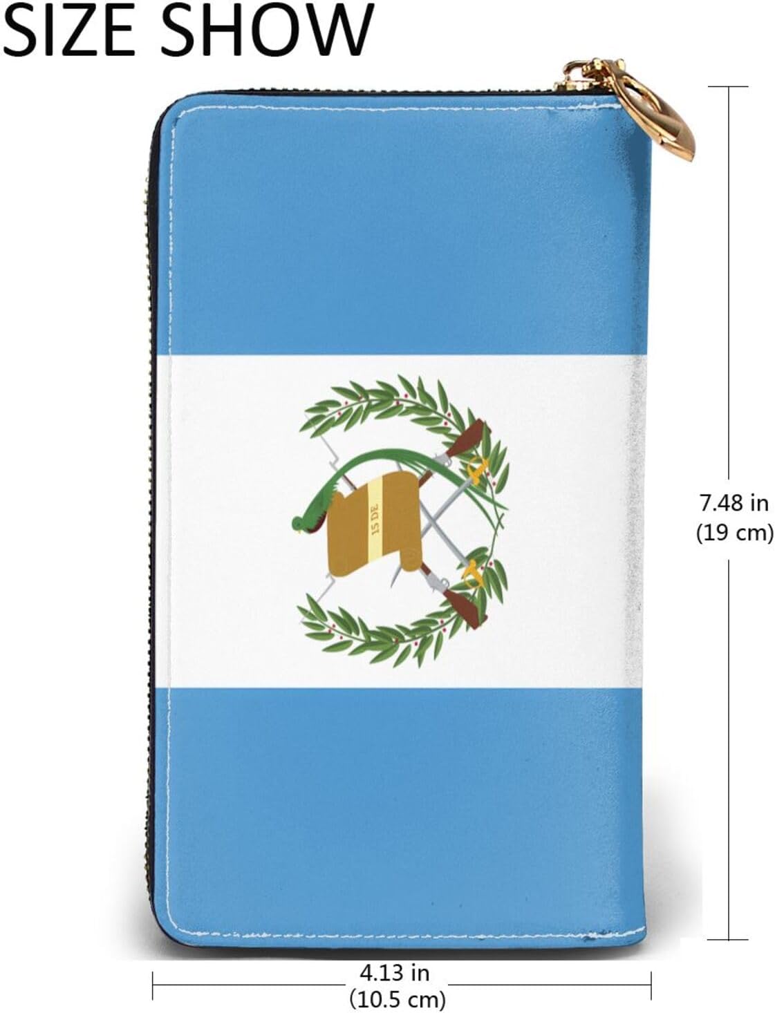 Flag of Guatemala Long Zip Around Wallet for Women, Large Capacity RFID Leather Wristlet Wallet with 12 Card Slots Coin Purse, Fashion Clutch Purse with Wrist Strap