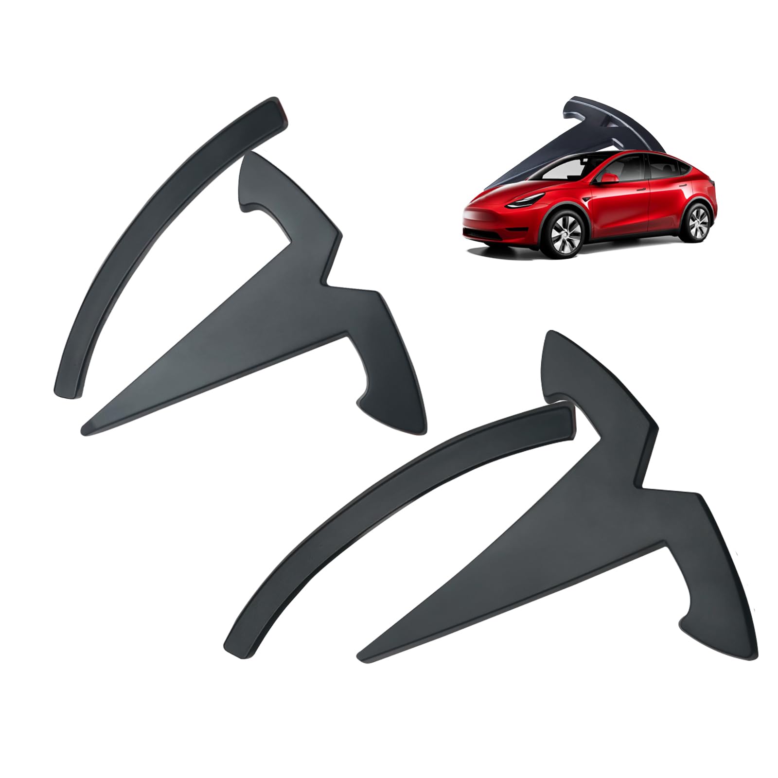 YHCDSEA Model Y Steering Wheel/Front Trunk/Rear Trunk Logo Sticker Cover Emblem Badge Decals 3PCS/Set for Tesla Model Y Accessories(Matt Black)