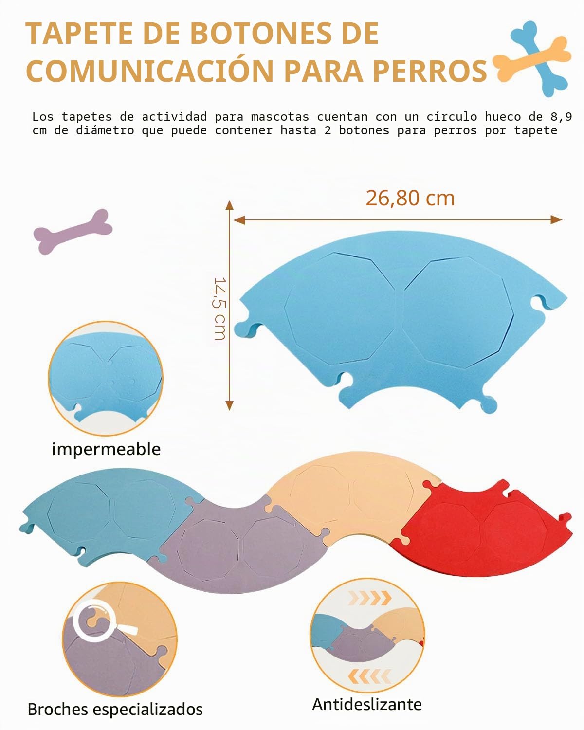 8 Botones para Perros, Botones para Mascotas, Botones para comunicación, Botones grabables, Incluye 4 Almohadillas, 50 Pegatinas, Juego de Entrenamiento para Perros