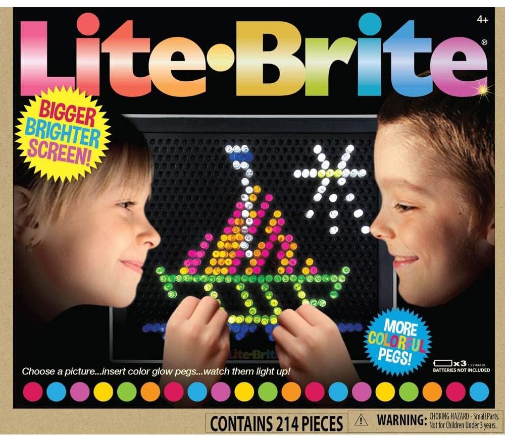 BasicFun Lite-Brite The Original - Tablero de Dibujo con luz LED y Colores - Juguete con luz para niños