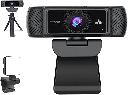 NexiGo Kits de cámara web de enfoque automático 1080P, cámara web USB N680 FHD con control de software y cubierta de privacidad, iluminación de