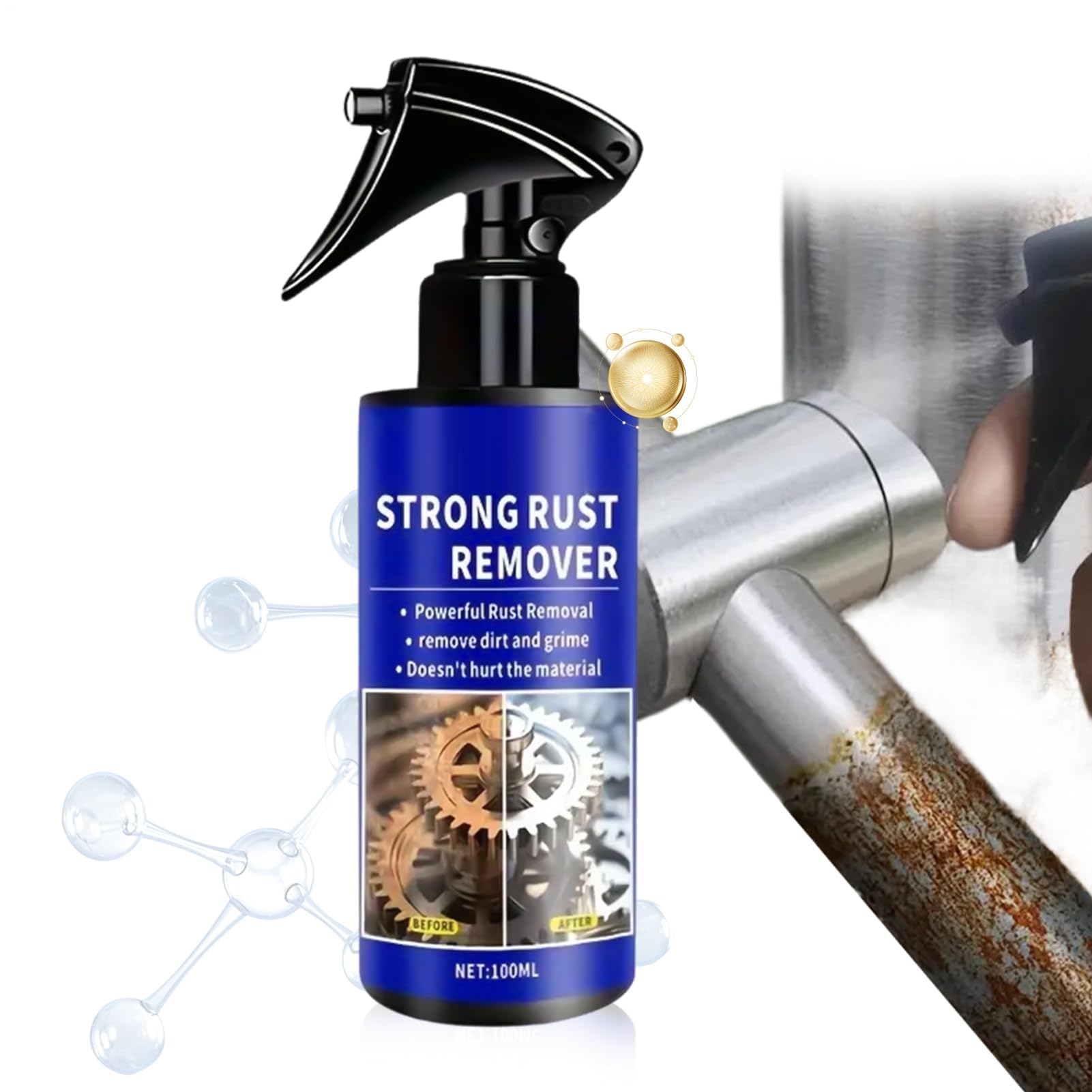 Muiltvoe Metal Rust Removal Spray, 100ml Vehicle Derusting Agent, Household Cleaning Solution, Car Maintenance Tool, Trucks SUVs Sedans RVs Pickups Minivans