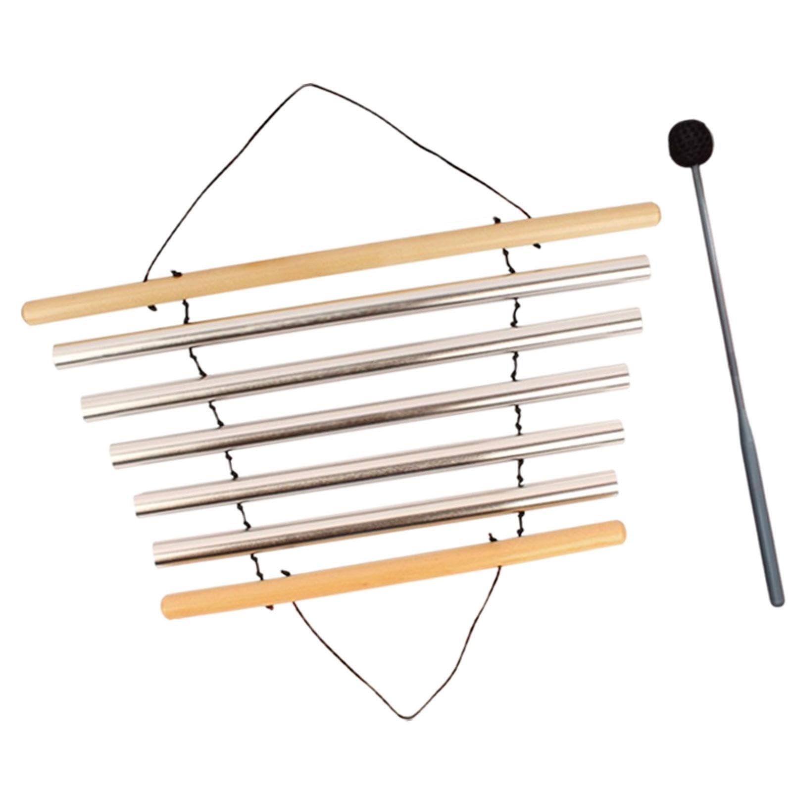 Campana de Meditación Instrumento de Percusión Varilla Tubular Portátil con Mallete Material Madera Aluminio para Meditación y Ambientes, 5 Tonos