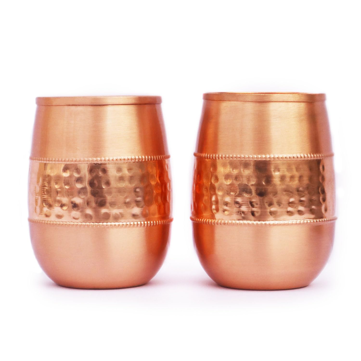 ANCIENT IMPEX Set di 2 bicchieri in rame puro per benefici per la salute dell'Ayurveda (11,8 once fluide americane)