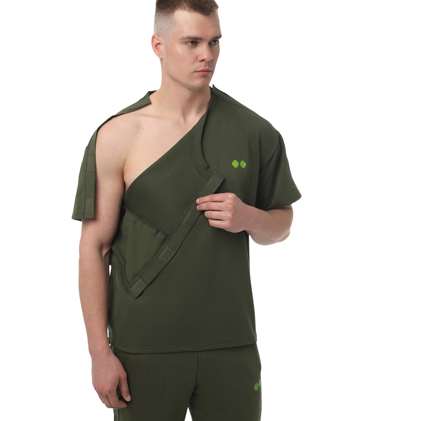 Adaptive Herren-T-Shirt mit seitlicher Öffnung, einfacher Zugang zu den Armen für Schulterverletzungen und Erholung nach Operationen