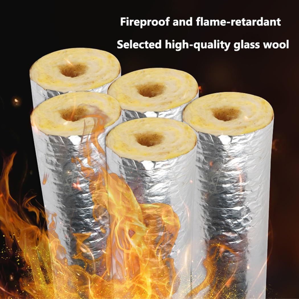 27-273.0mm Papel De Aluminio Coquilla Aislante, Laminado Tubo Aislamiento Lana De Roca Con Conductividad Térmica, Para Tubos Fríos O Calientes(ID48.0mmxT30.0mmxL1.0m)