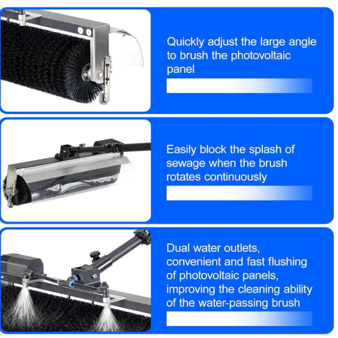 Kit per La Pulizia di Pannelli Solari, Spazzola Asta da 60 Cm con Alimentazione Ad Acqua per La Pulizia di Finestre E Pannelli Fotovoltaici.,Plugin-3.5m11FT