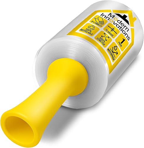 Miniatura 7 de Modern Innovations Rollo de envoltura elástica transparente de 15 pulgadas con asas (2 rollos a 2000 pies), envoltura retráctil resistente para