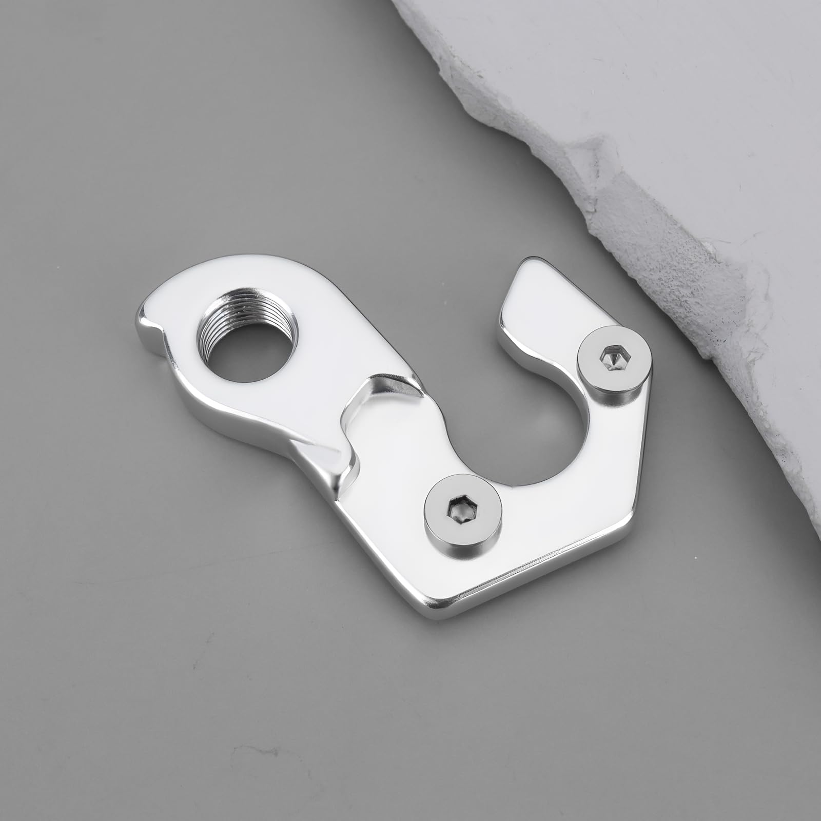 Patilla de Cambio Trasera Plateada para Bicicleta con Tornillos GH-063 de Aleación de Aluminio Compatible con Bicicletas Rockrider.
