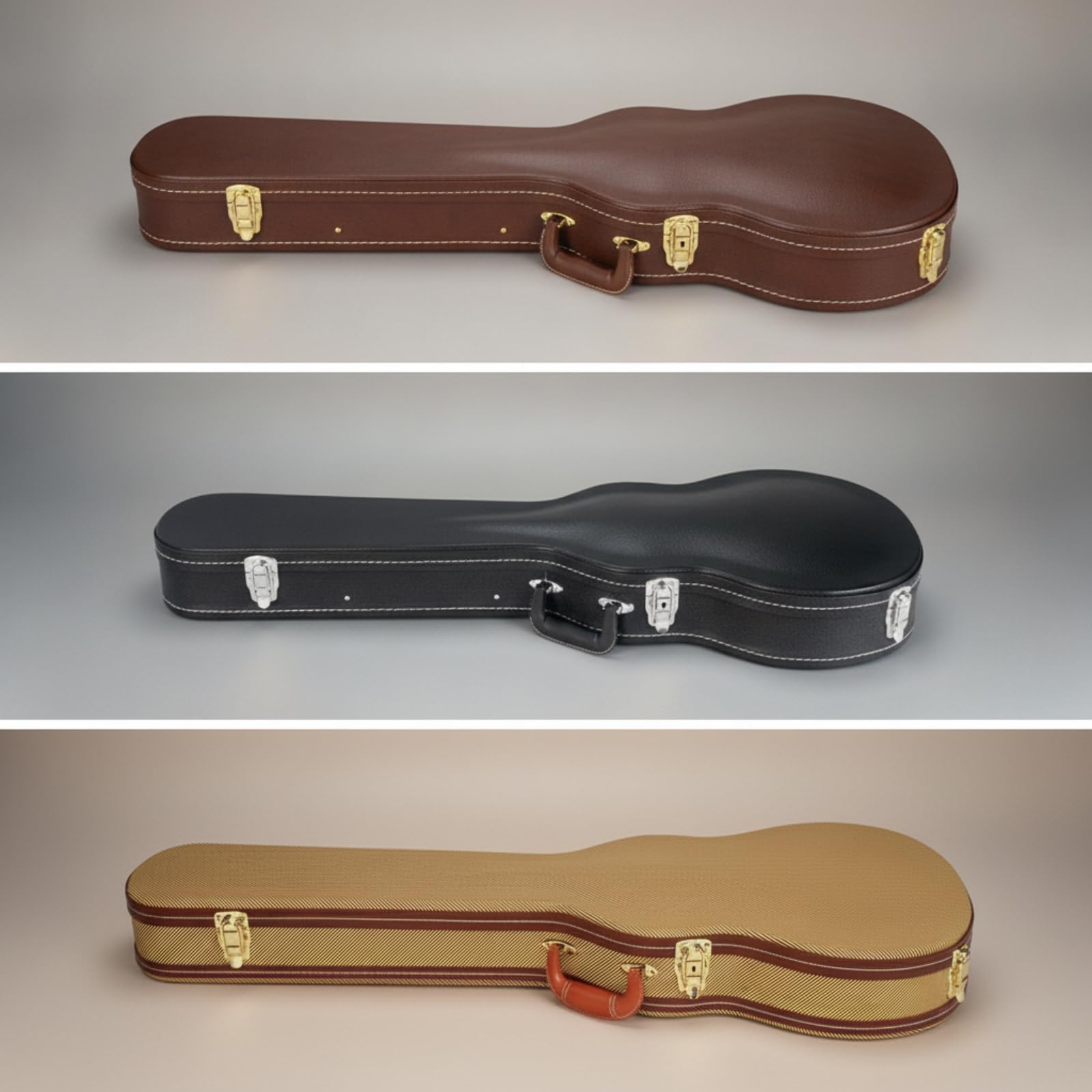 Custodia Sagomata per Chitarra, Custodia Rigida Per Chitarra Elettrica, Giallo, Giallo Con Motivo A Righe